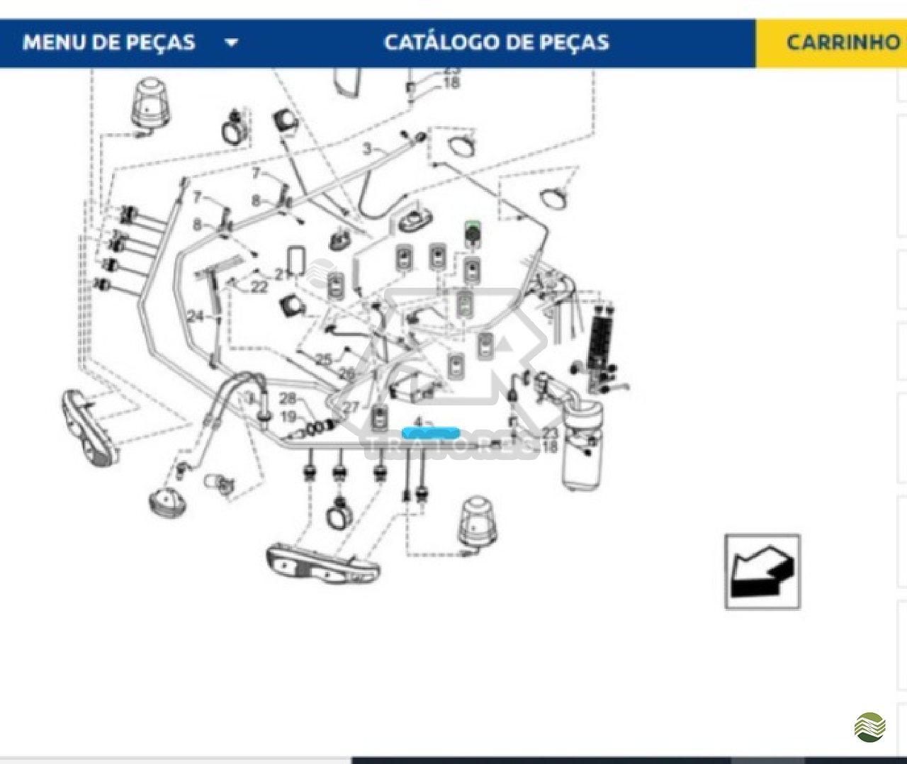 Chicote farois de cabine colheitadeira new holland 87747656 cnh 